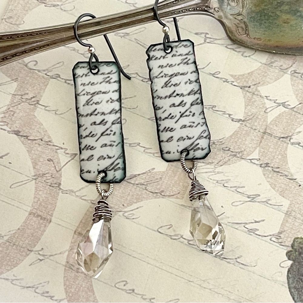 ARTISAN Earrings “Literary Chic” - Dangles - Picture 5 of 11